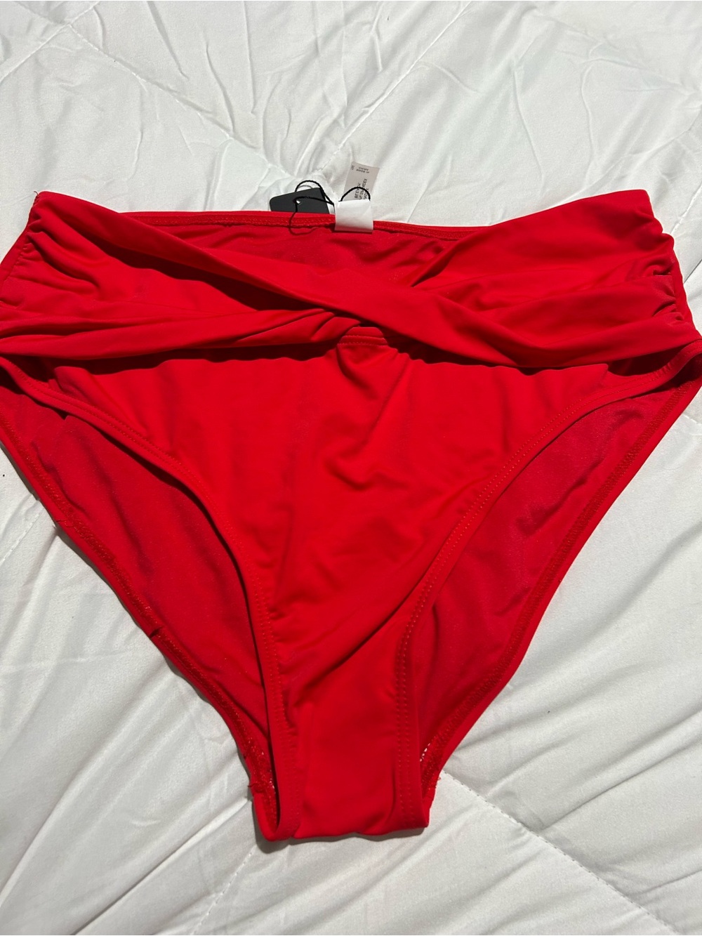 Women’s Red High-Waist Twisted Bikini Bottom